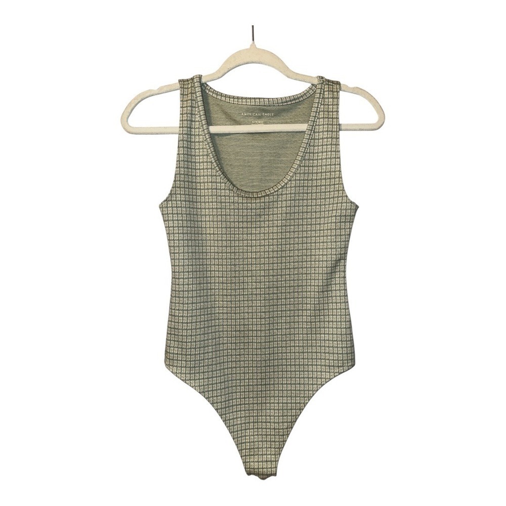 American Eagle Green Scoopneck Thong Bodysuit, XS‎